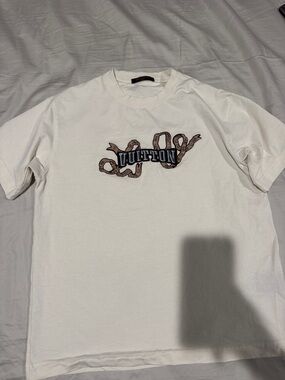 Louis Vuitton White Short-Sleeve T-Shirt with Embroidered Snake Logo